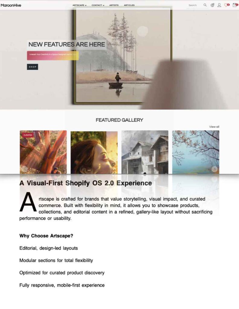 Artscape. Shopify OS.2 Theme